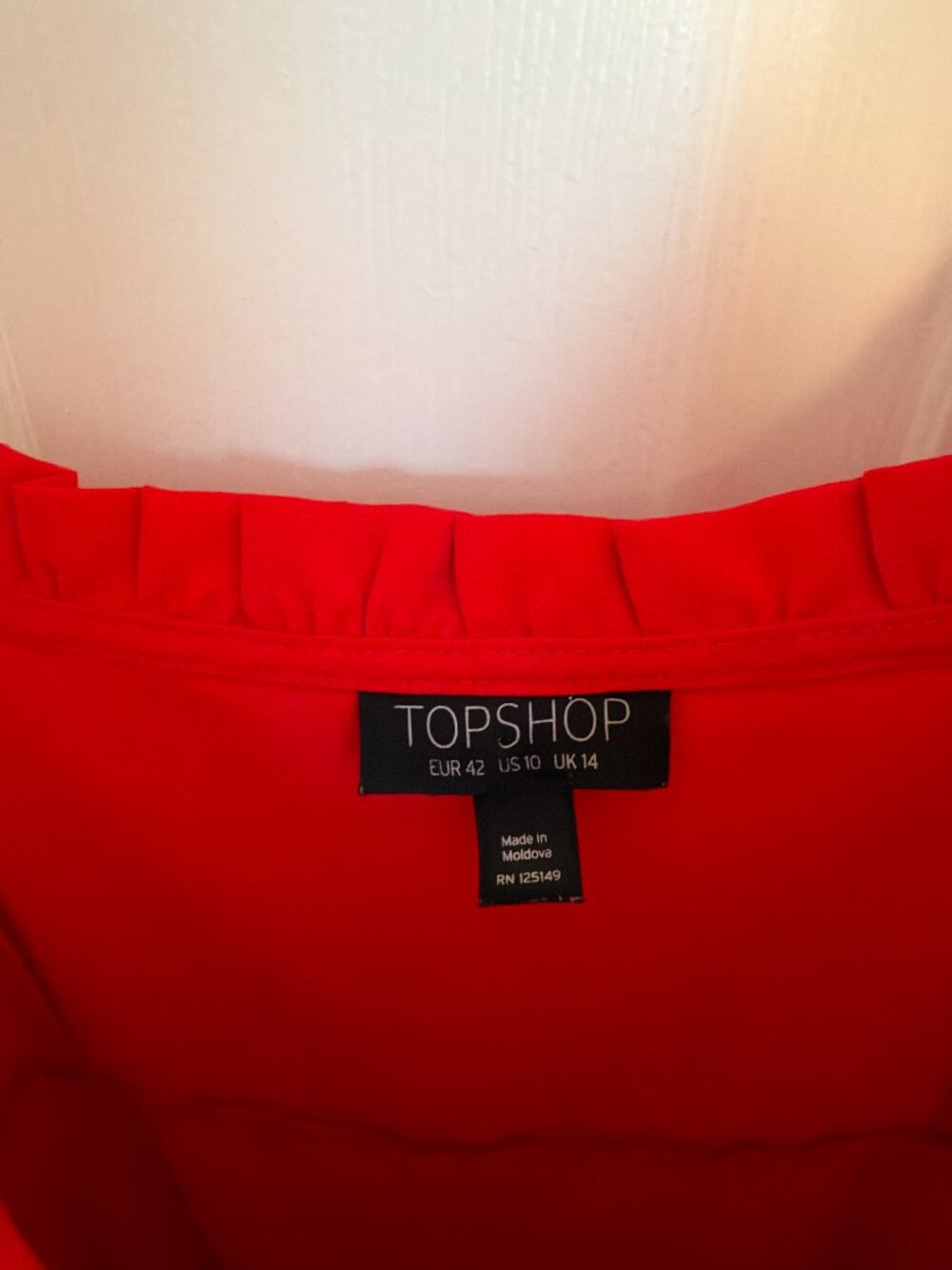Topshop Ruffle Button-Front Dress Red US 10 - Picture 3 of 4
